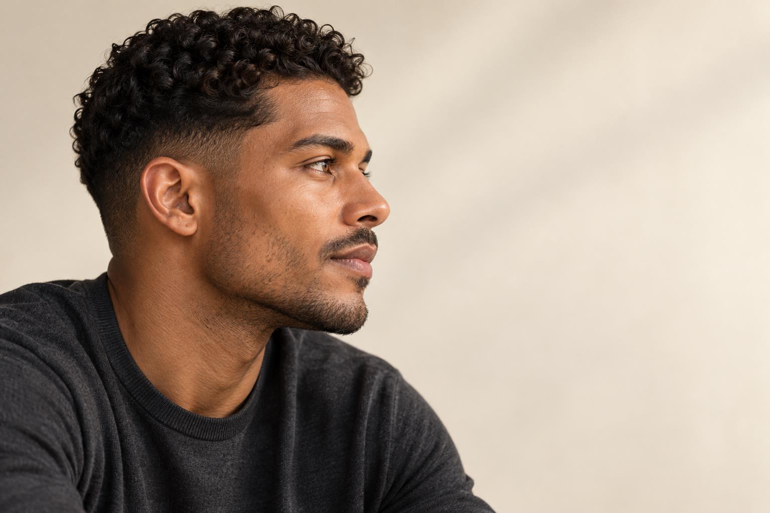 Retrato masculino de campanha com corte curto